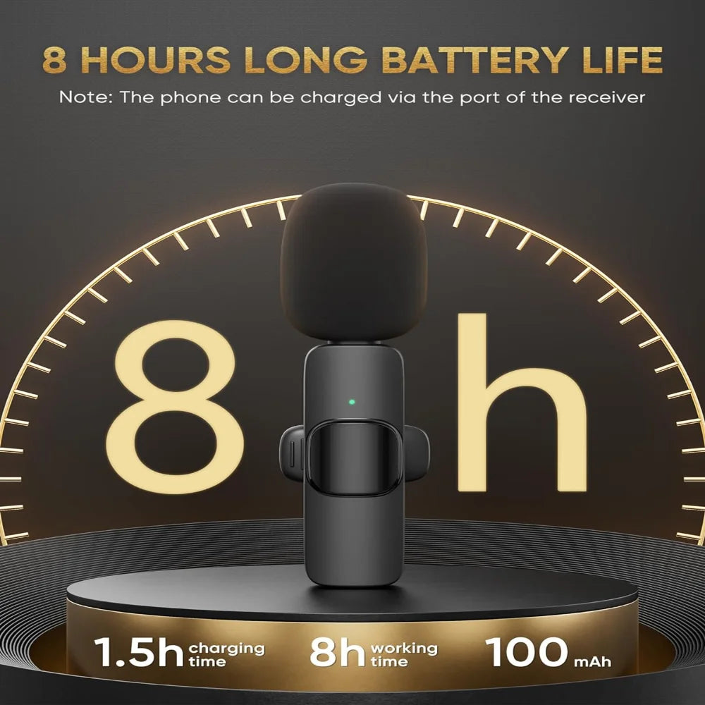 Wireless Lavalier Microphone Set (2-Pack) for iPhone & Android