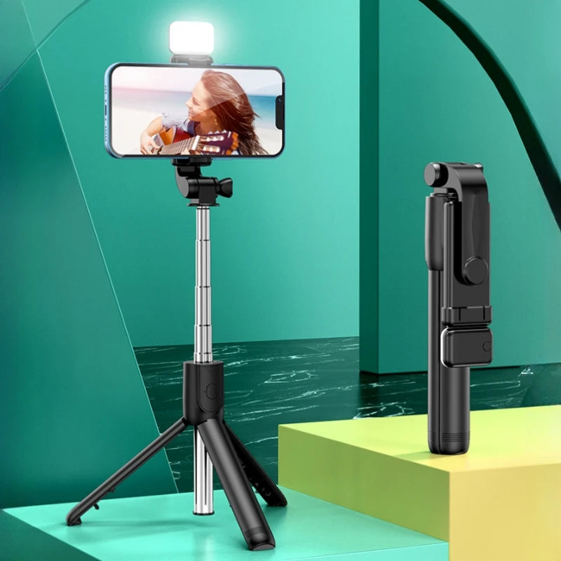 All-in-One Expandable Selfie Stick Tripod with Bluetooth Remote