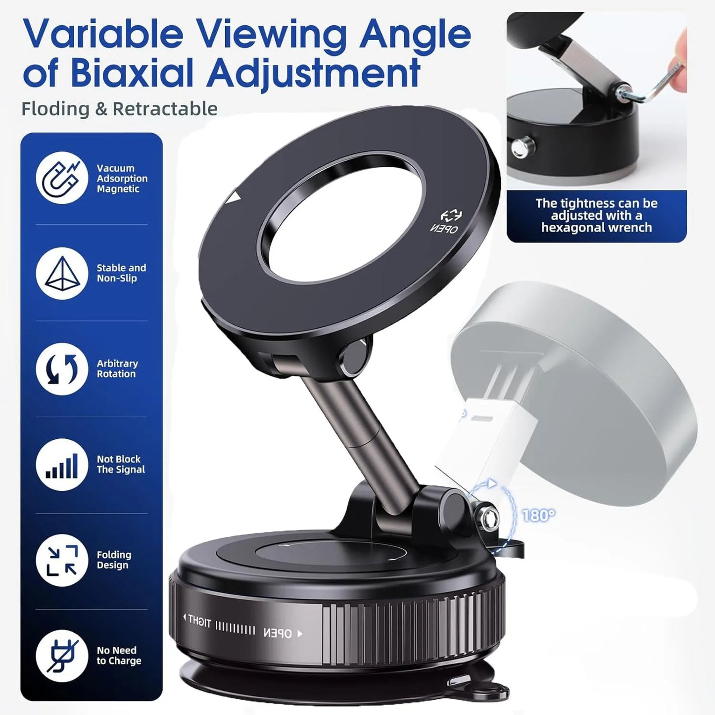 Magnetic Car Phone Mount for MagSafe - 360° Adjustable