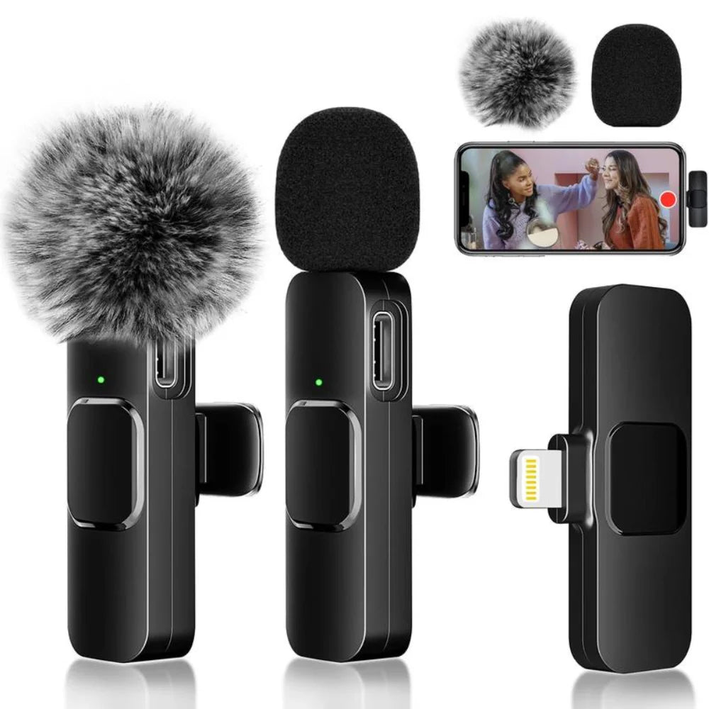 Wireless Lavalier Microphone Set (2-Pack) for iPhone & Android