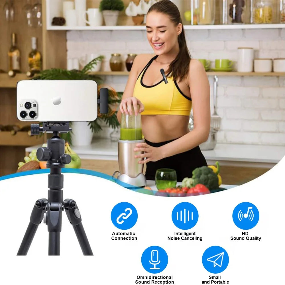 Wireless Lavalier Microphone Set (2-Pack) for iPhone & Android