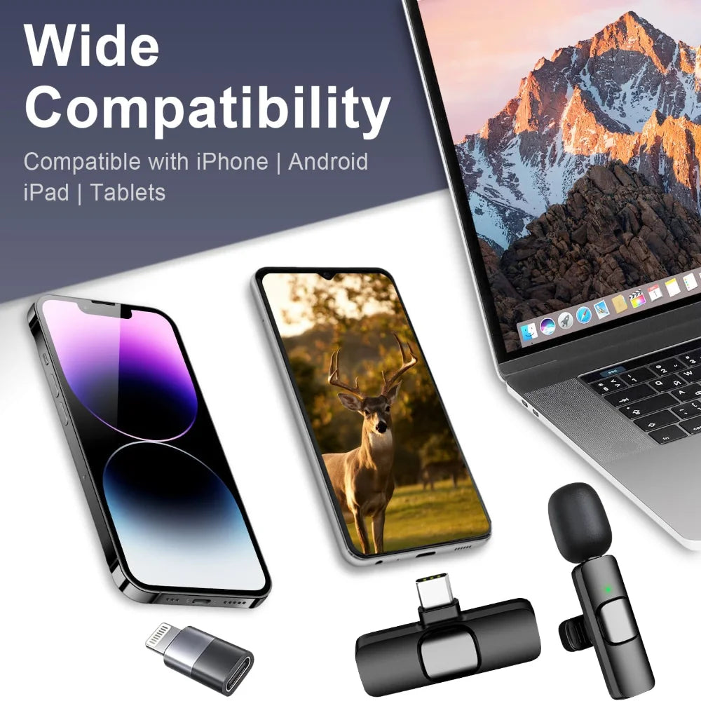 Wireless Lavalier Microphone Set (2-Pack) for iPhone & Android